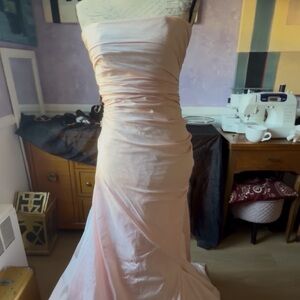 100% PINK SILK Pronovias Elegant Strapless Wedding Gown